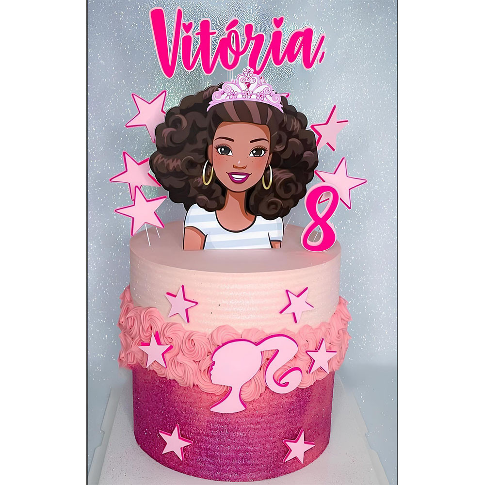 Topo De Bolo Personalizado Barbie Morena Shopee Brasil