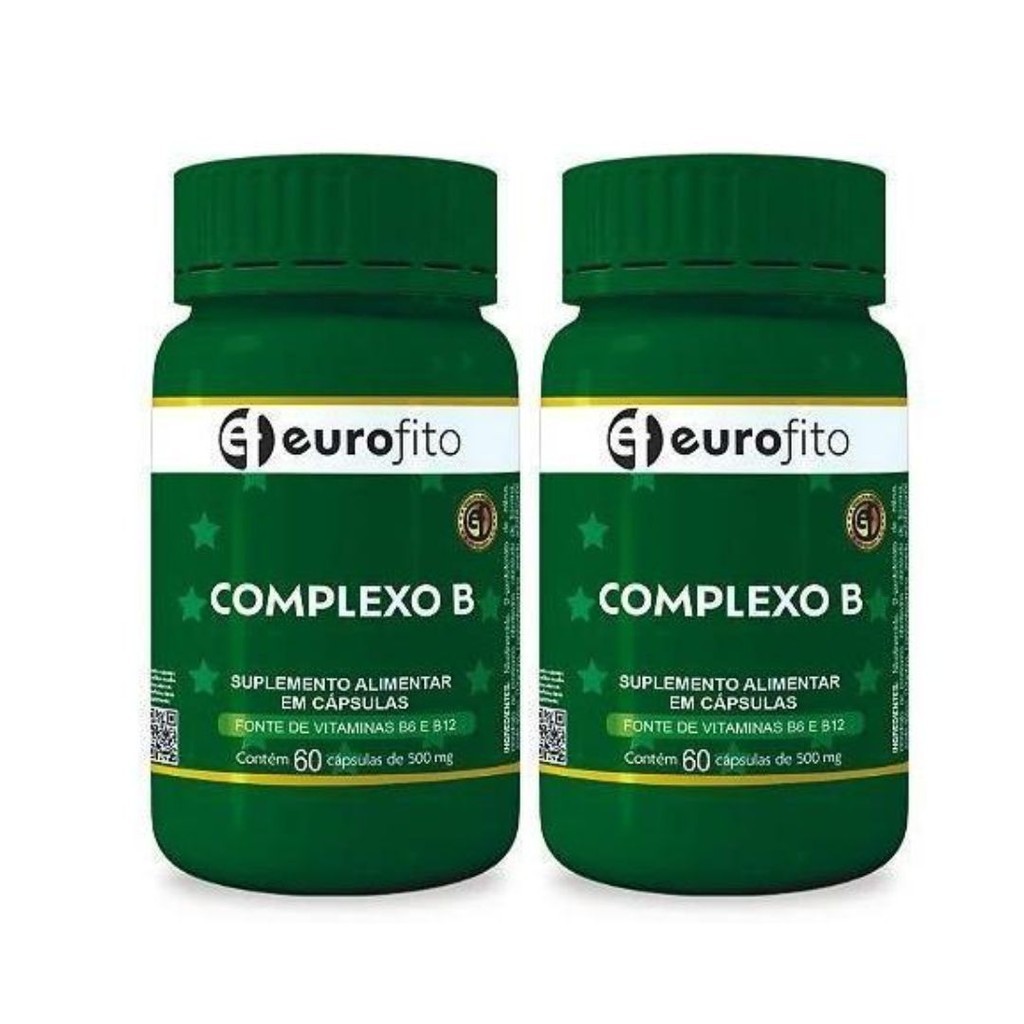 Kit 2 unidades Suplemento Alimentar Complexo B Eurofito 60 Cápsulas