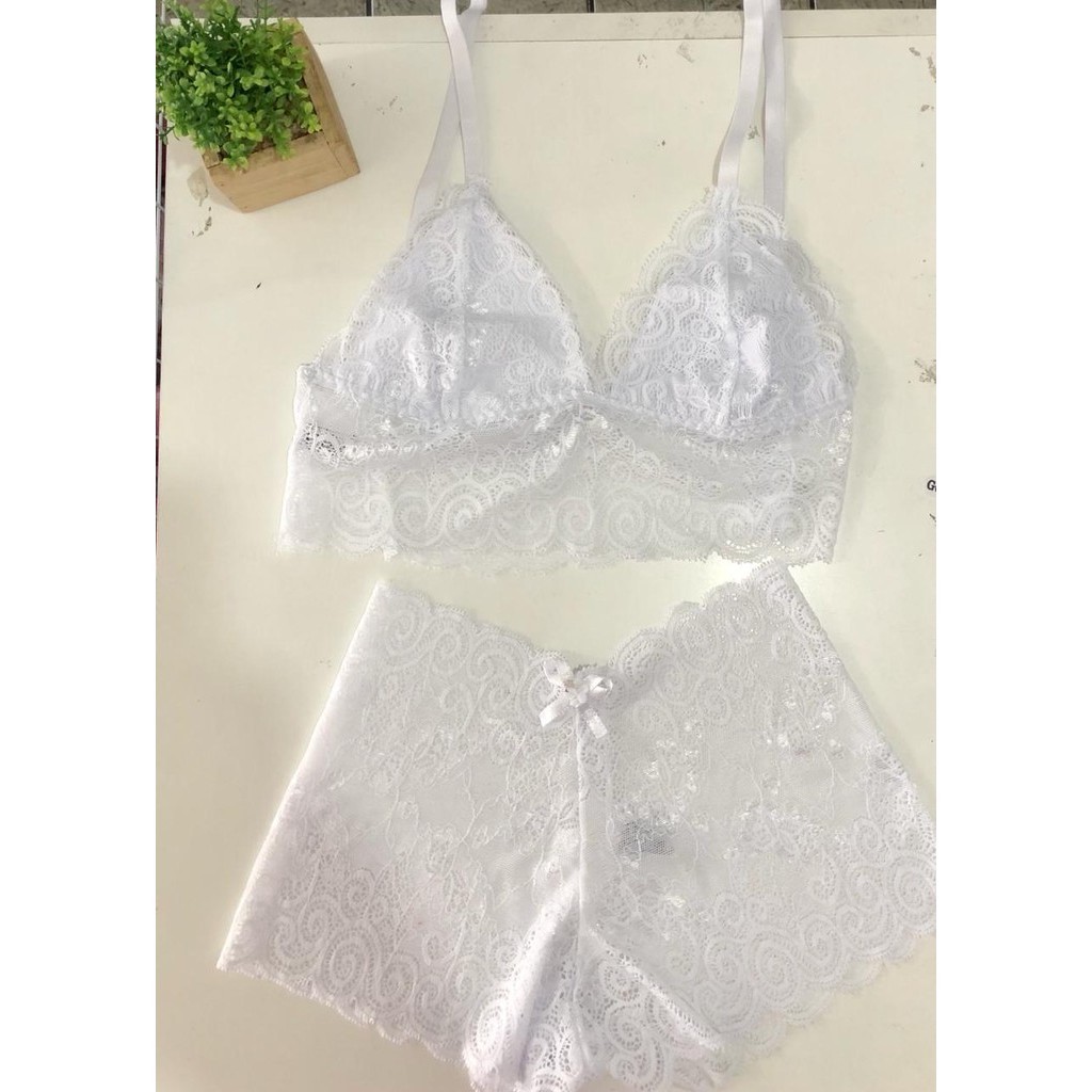 Kit Conjunto Espera Marido Lingerie Renda Moda Intima Shopee Brasil