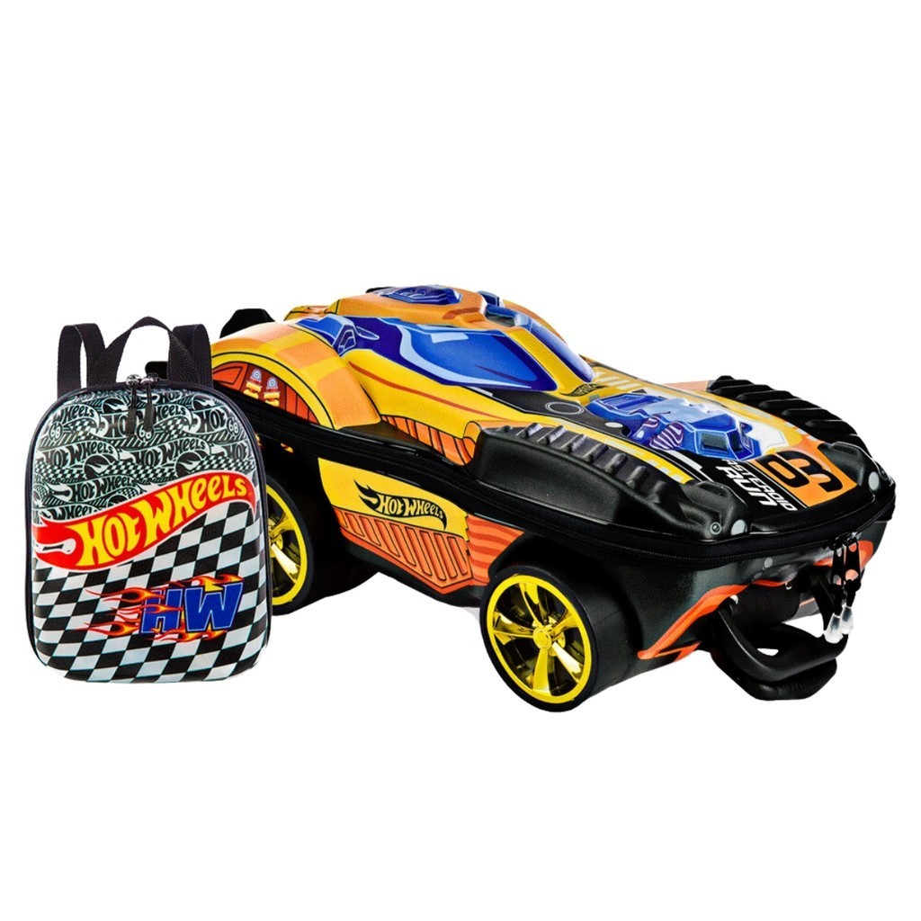 Kit Mochila Escolar Infantil 3D Hot Wheels Dune Soar Dourado Shopee