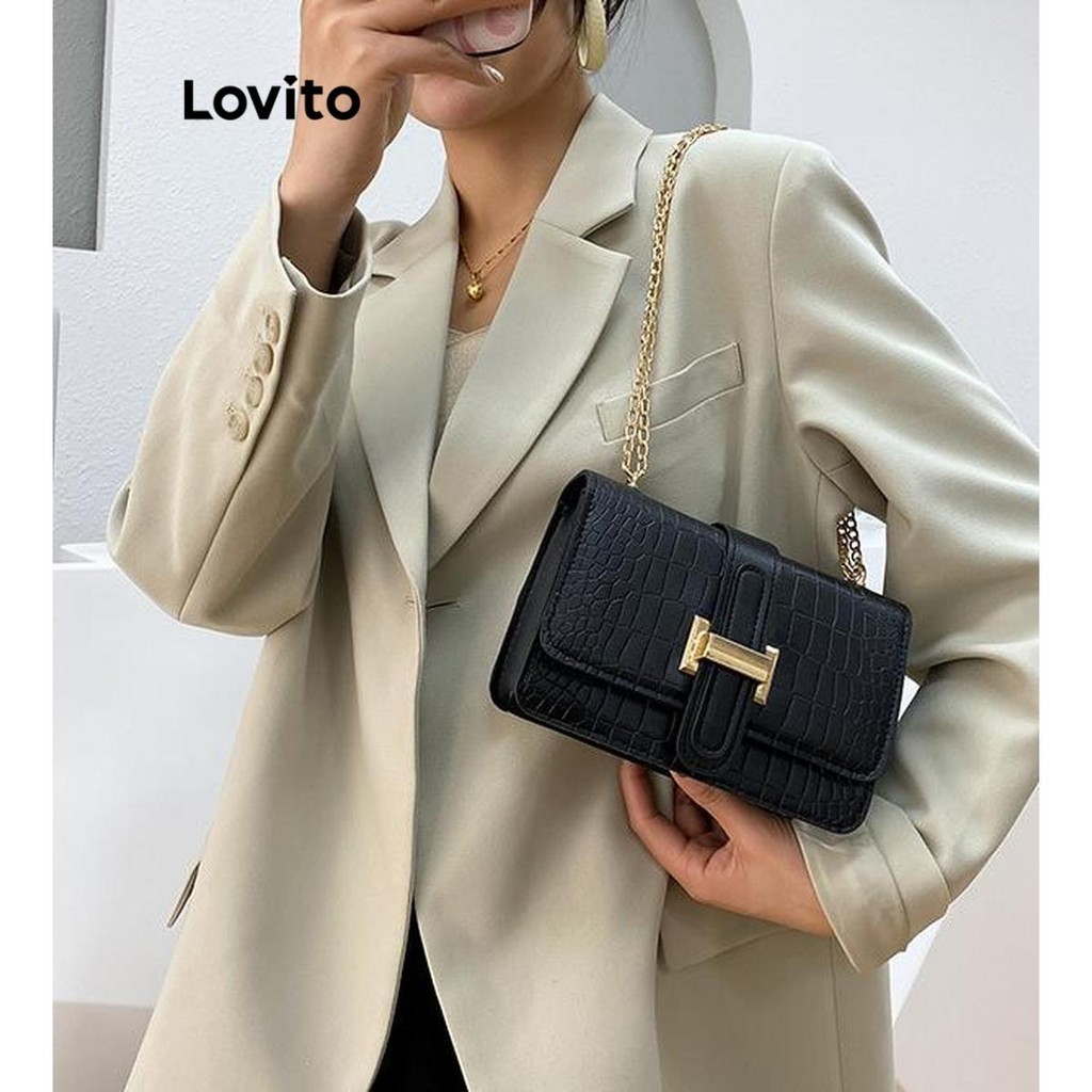 Lovito Casual Bolsa Feminina Pequena De Ombro De Crocodilo Corrente