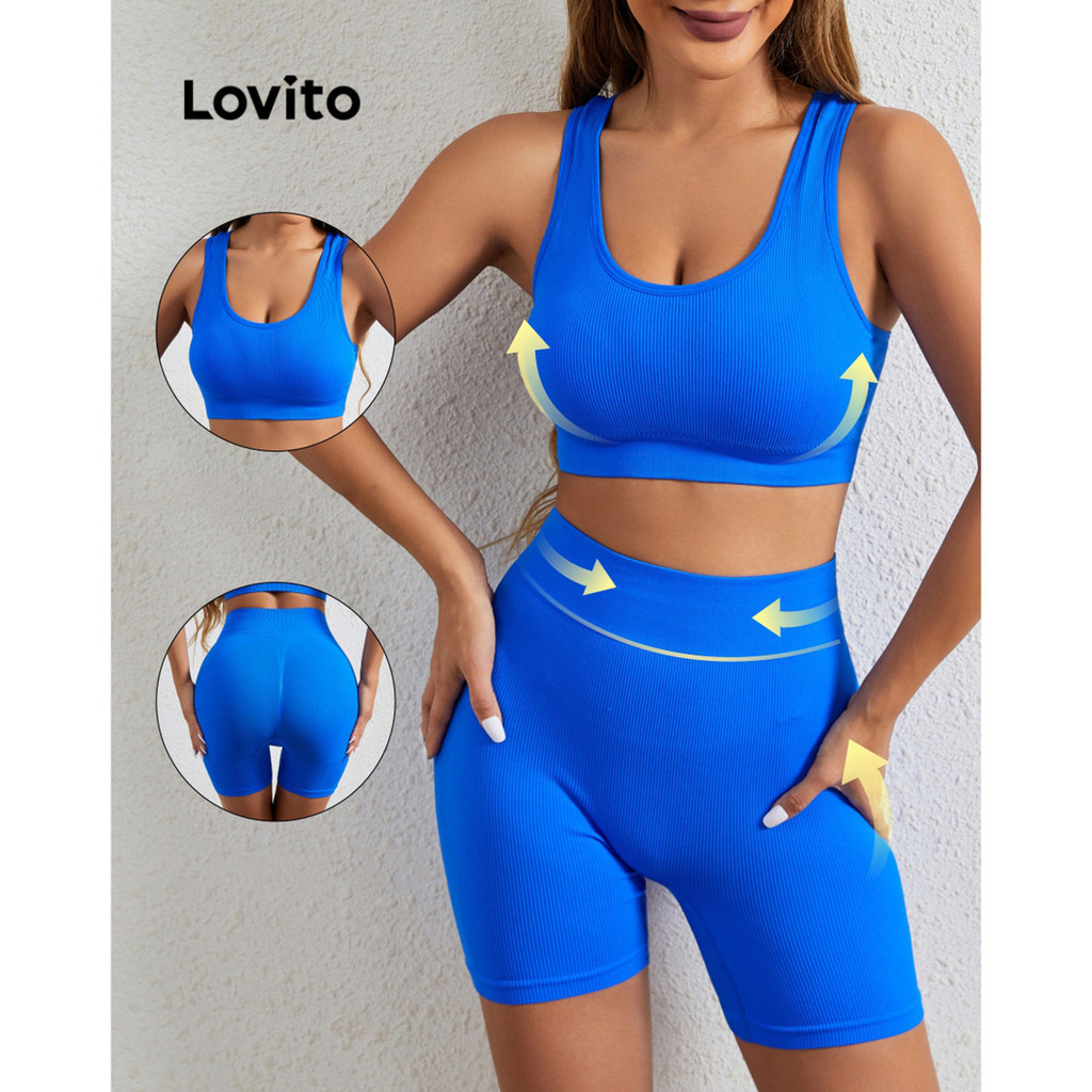 Lovito Conjunto Esportivo B Sico Liso Esportivo Para Mulheres Lnl