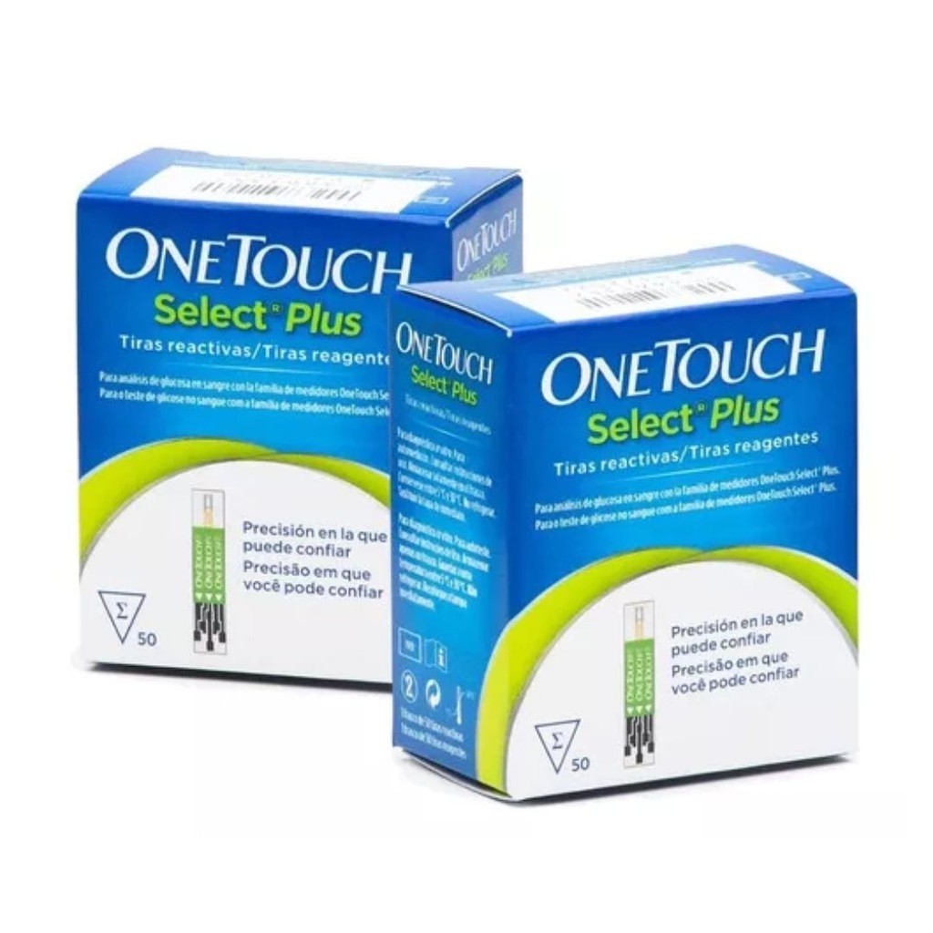 Kit 100 Tiras Reagentes One Touch Select Plus Medir Diabetes Medir