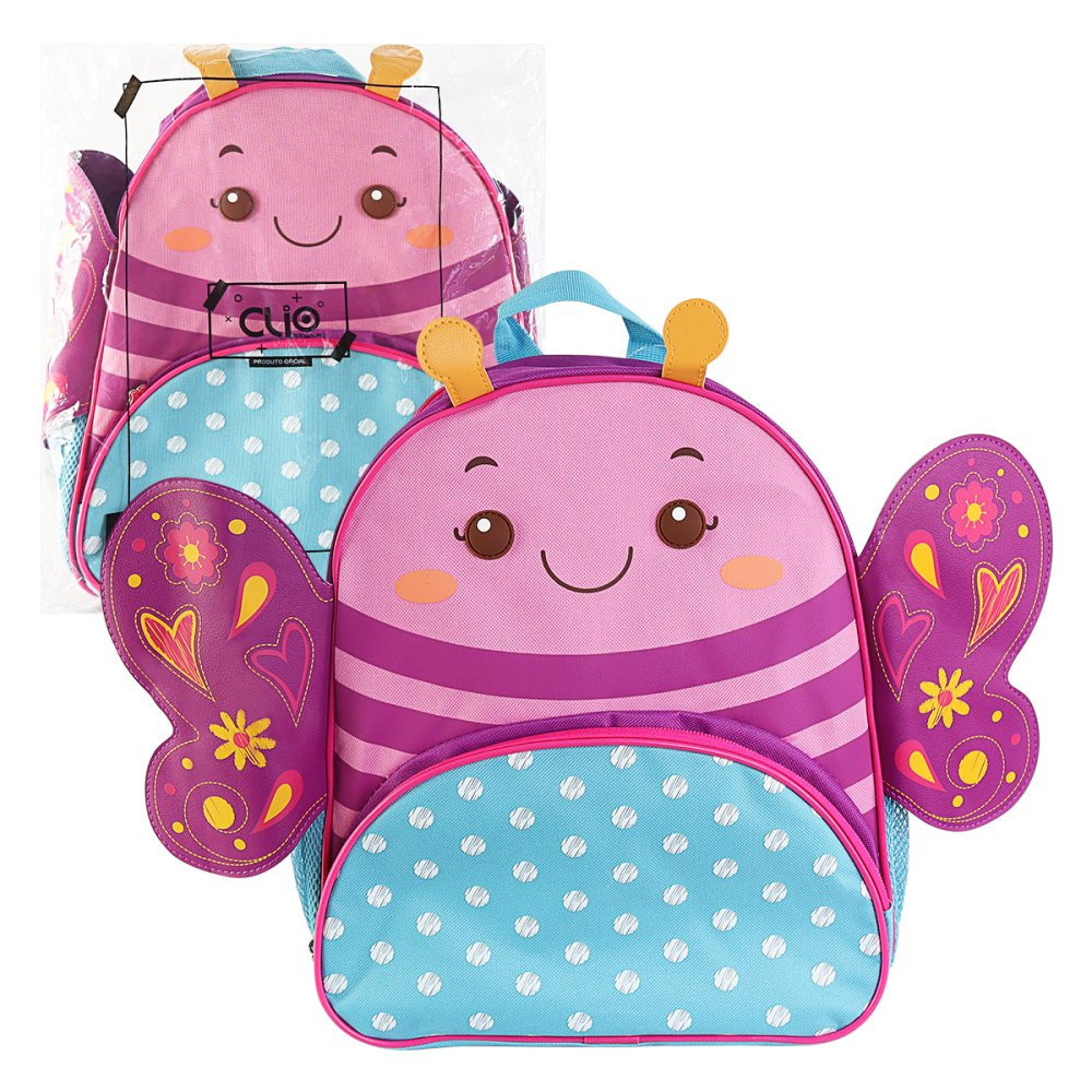 Mochila Escolar Infantil Feminina Al As Borboleta Roxa Clio Pets Creche