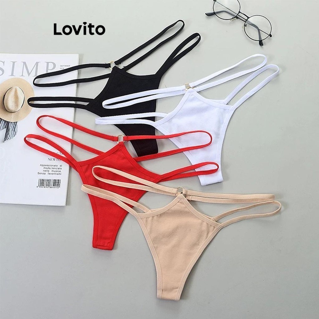 Lovito Lingerie Sexy Corte De Metal Liso Sexy Para Mulheres
