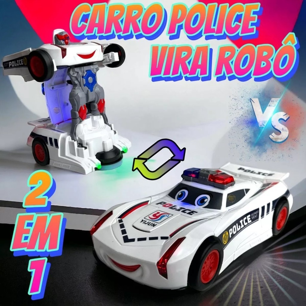 Carrinho Infantil Vira Robô Som E Luz Carro Transformers Shopee