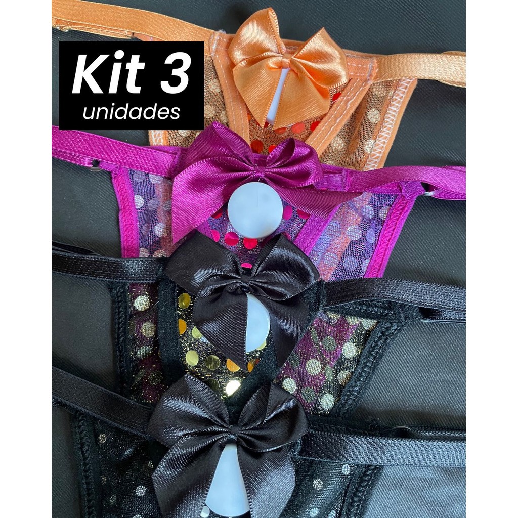 KIT 3 Calcinha Sexy Led Apressadinha Regulagem Lingerie Feminina