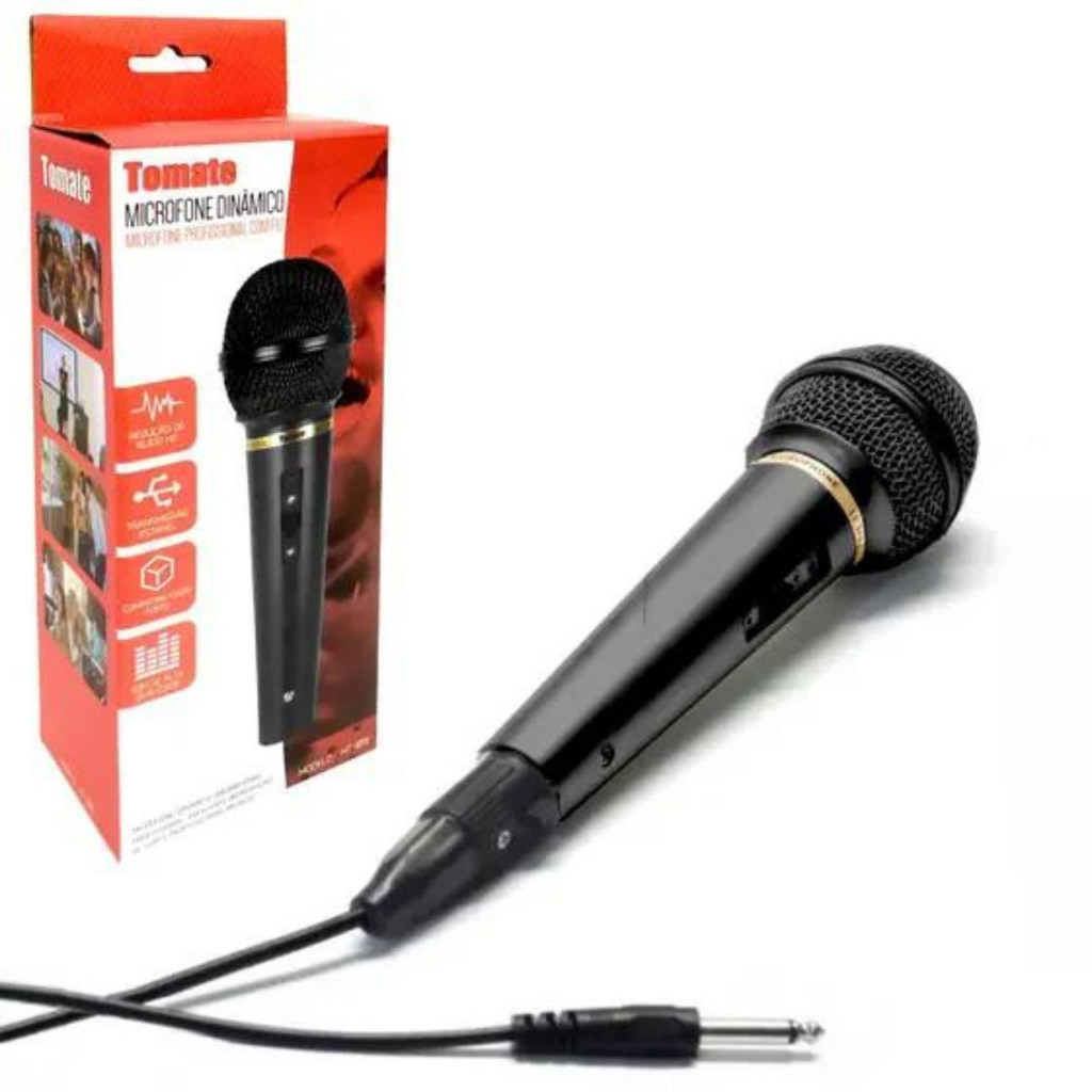 Microfone Profissional De Mão Dinâmico Karaokê cabo P10 3m Shopee