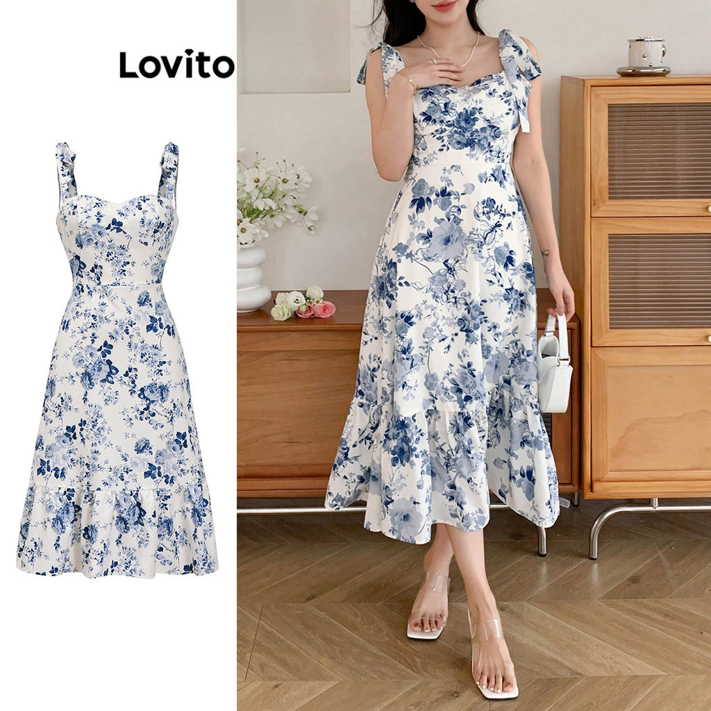 Lovito Vestido Boho Ditsy Estampa Floral Para Mulheres L87ED380