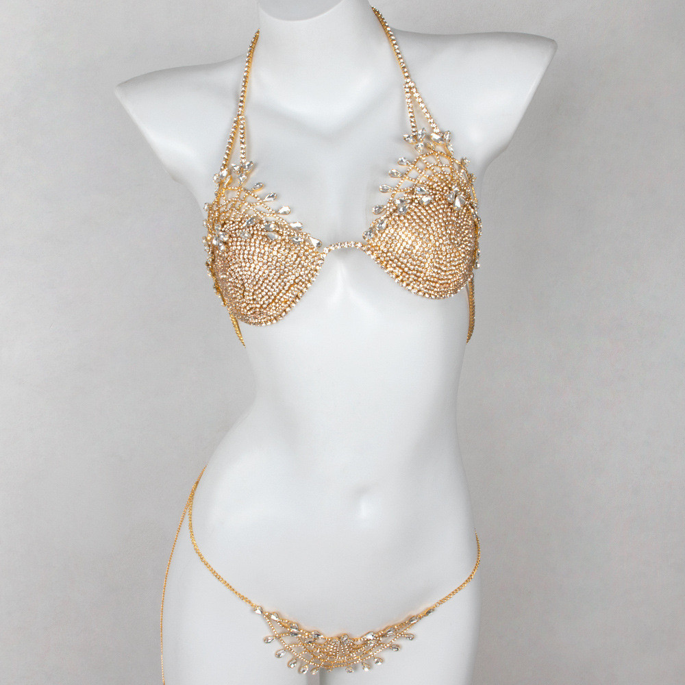 Conjunto De Corrente De Corpo De Strass Biquíni sexy lingerie De