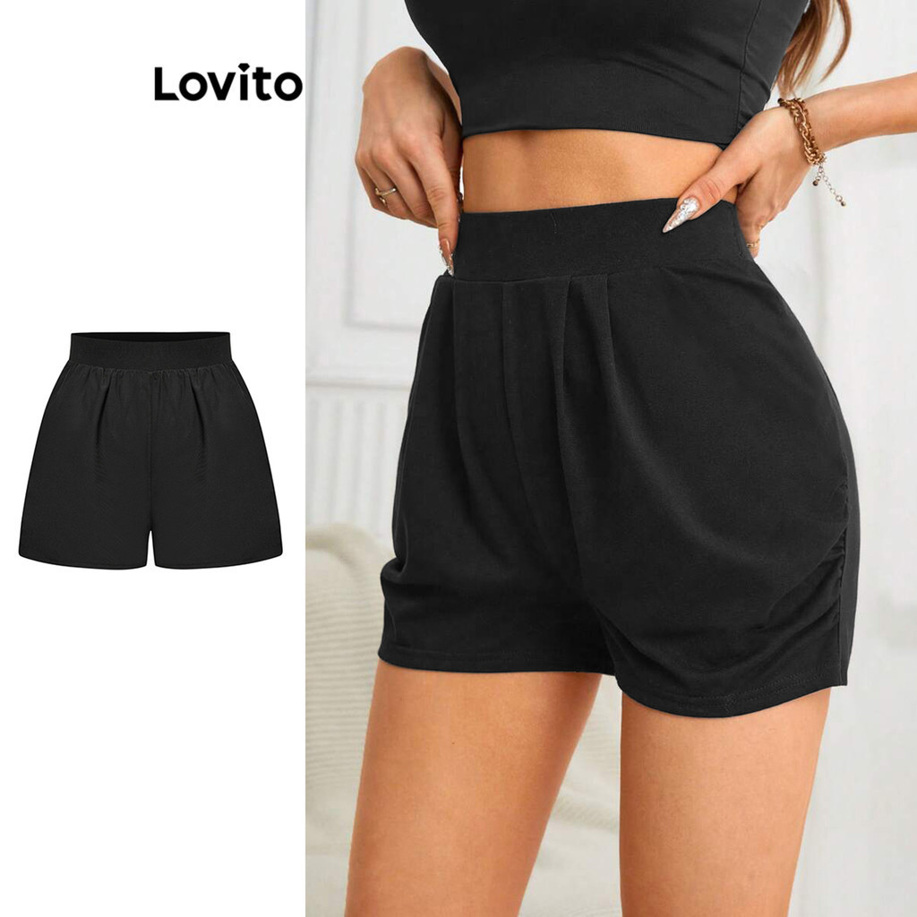 Lovito Shorts B Sicos Esportivos Lisos Para Mulheres L Ed Shopee