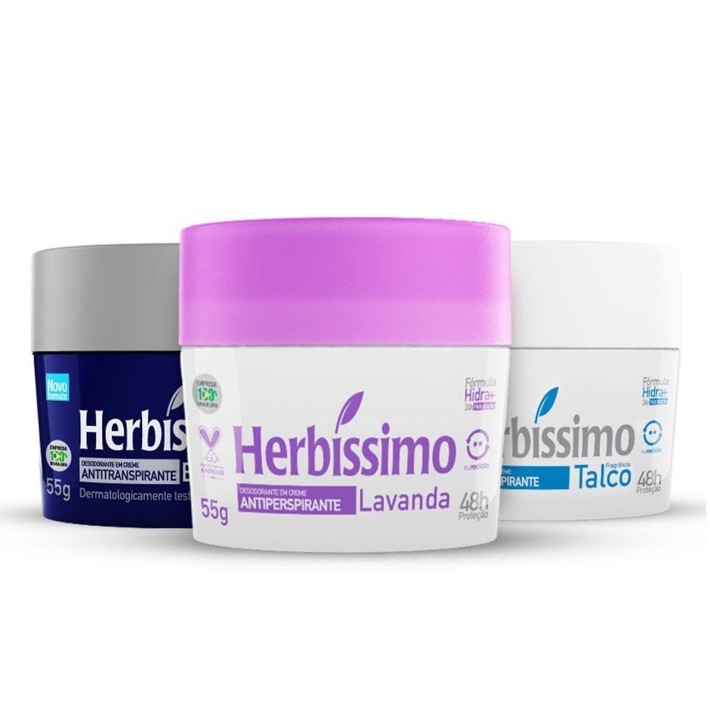 Kit Desodorante Creme Antitranspirante Talco Lavanda E Cedro