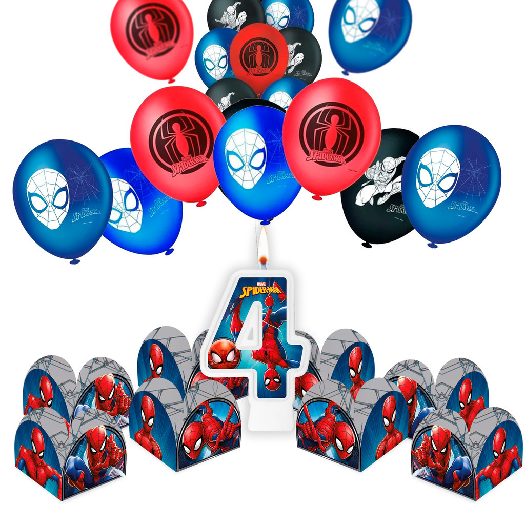 Kit Festa Homem aranha 76 itens decoração aniversário 4 anos Shopee