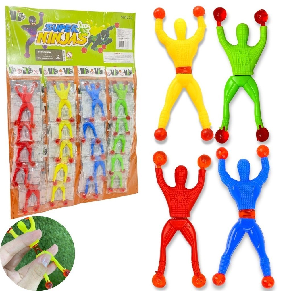 Kit 20 Bonecos Que Gruda Na Parede E No Vidro Ninja Brinquedo Shopee