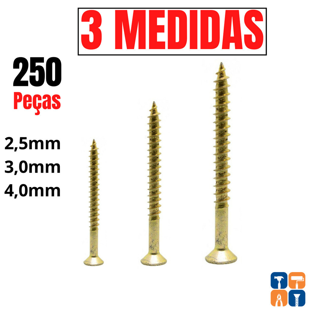 Kit Parafusos para Madeira MDF Móveis Marcenaria Parafuso Philips