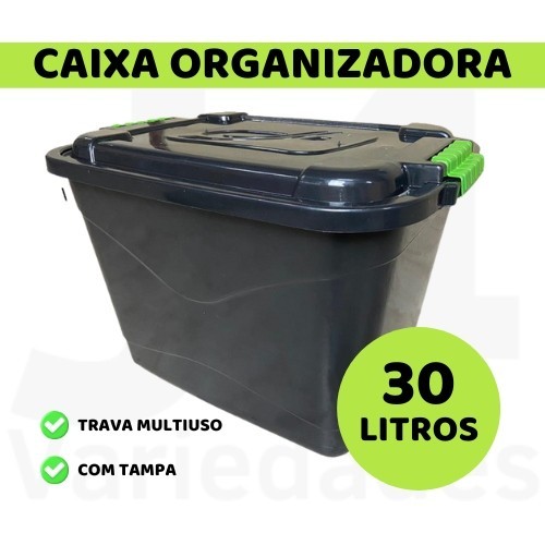 Caixa Organizadora Grande 30Litros C Tampa E Travas FormPlast P