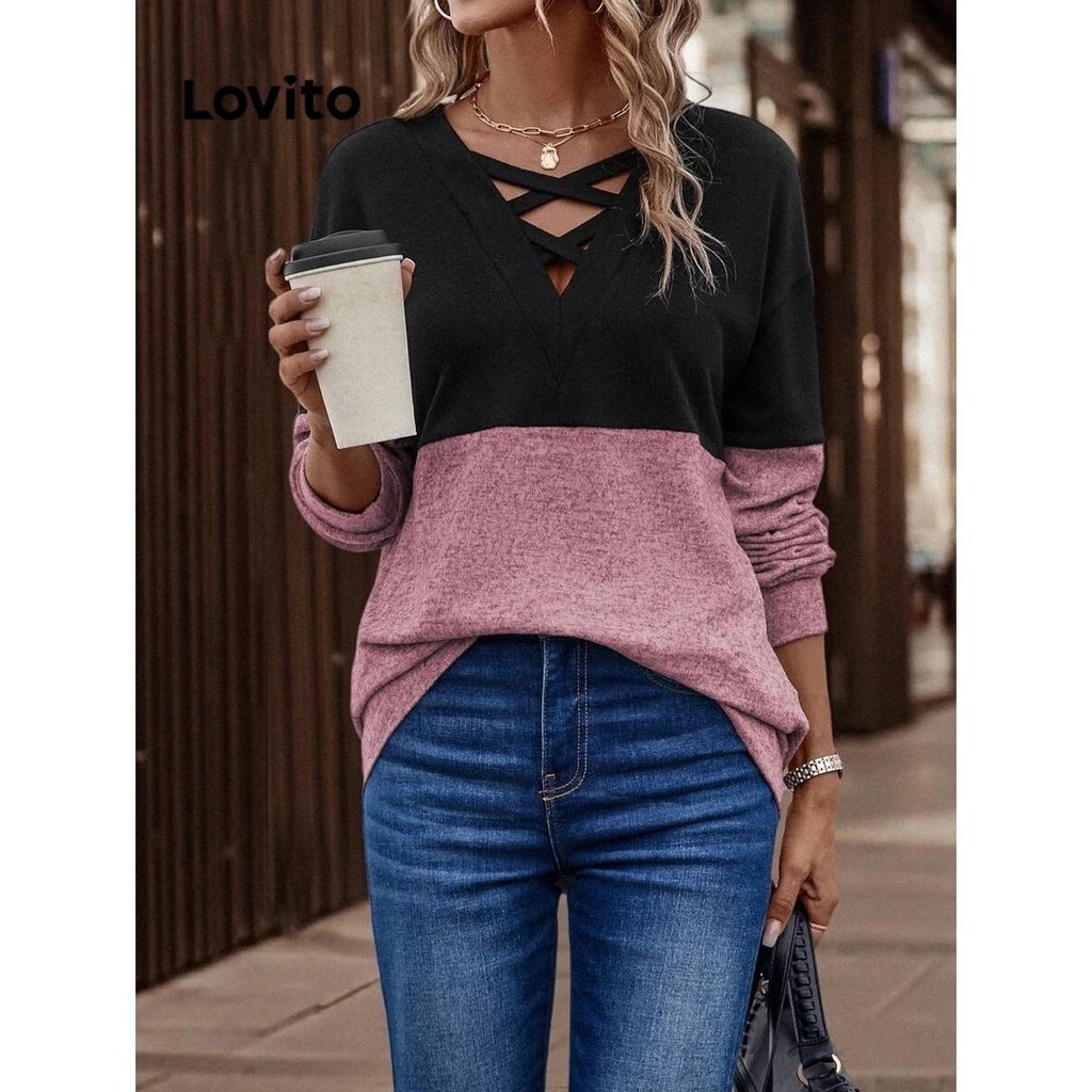 Lovito Camiseta Casual Recorte Liso Para Mulheres LNL59393 Shopee