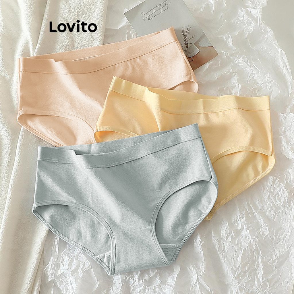 Lovito Calcinha básica lisa casual para mulheres LNL57158 Shopee Brasil