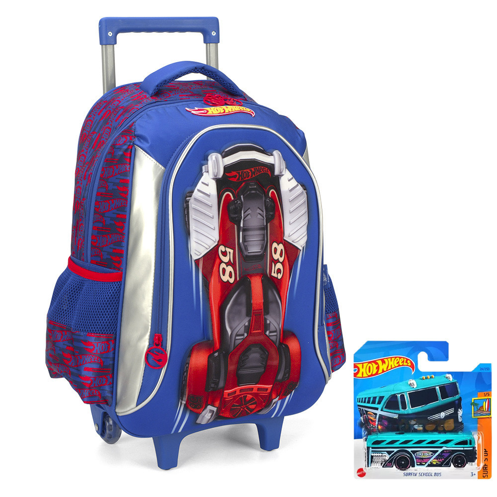 Mochila De Rodinhas Escolar Hot Wheels Relevo 3D Luxcel Shopee Brasil