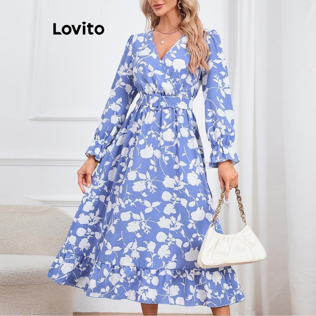 Lovito Vestido Casual Ditsy Estampa Floral Para Mulheres LNL53010