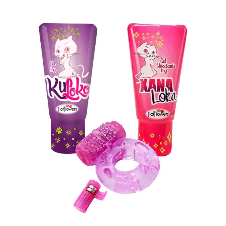 Kit Gel Lubrificante XanaLoka Anal Kuloko 01 Anel Peniano C