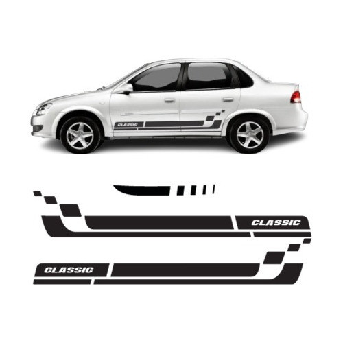 Kit C 3 Adesivo Corsa Classic Sedan Chevrolet Faixa Lateral Em Vinil