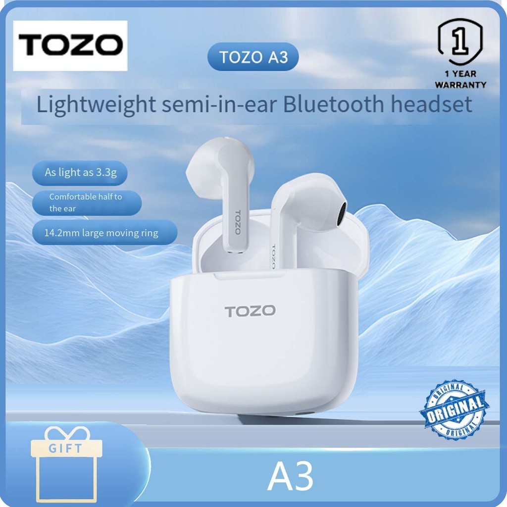 TOZO A3 Fones De Ouvido Bluetooth Sem Fio Verdadeiros Semi Intra