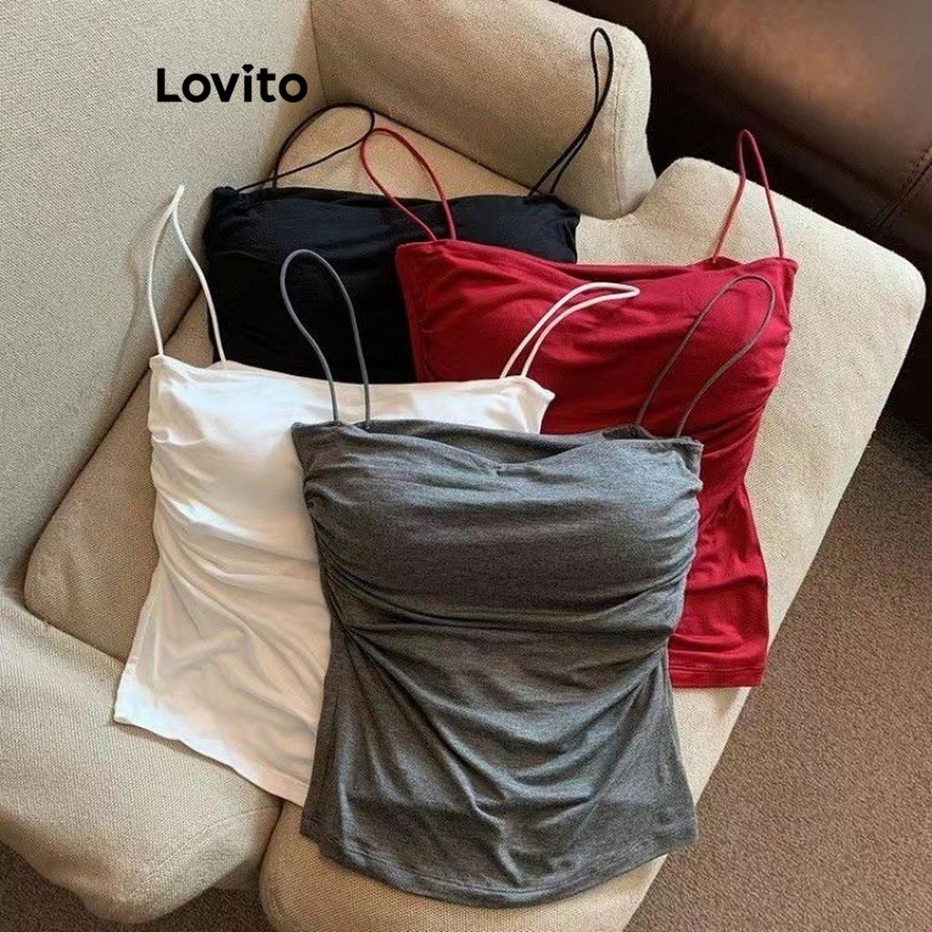 Lovito Regata básica lisa casual para mulheres LNL57247 Shopee Brasil