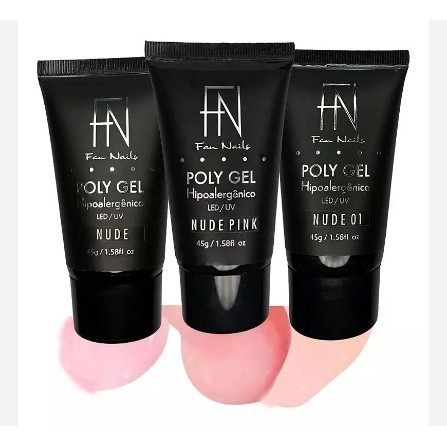 Polygel fan nails g hipoalergênico unhas de gel nude pink nude