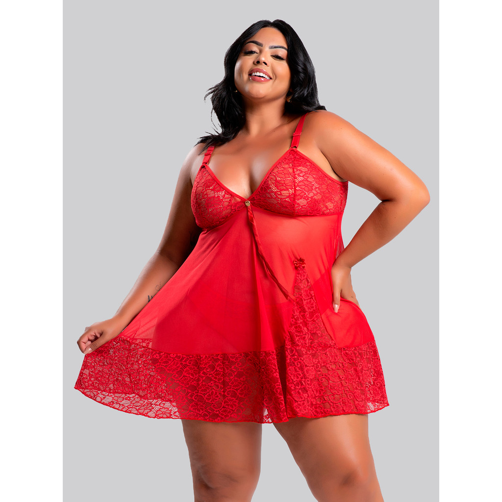 Camisola Feminina Imi Lingerie Sem Bojo Em Tule E Renda Calcinha