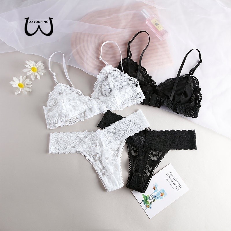 Conjunto De Lingerie Feminina De Renda Soutien Transparente Ajust Vel