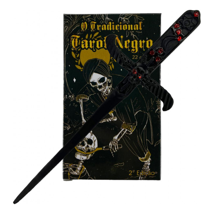 Kit Baralho O Tarot Negro 22 Cartas E Punhal Negro 19cm Shopee Brasil