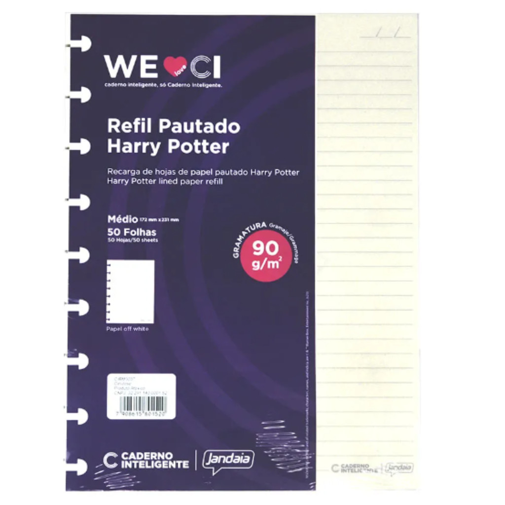 Refil Pautado Médio 90 Gramas 50 Folhas Caderno Inteligente Harry