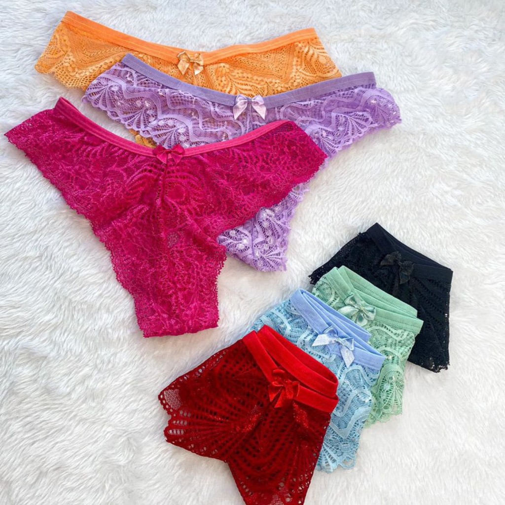 Kit Calcinhas Rendada SensuaL Luxo Moda Intima Lingerie Confortável