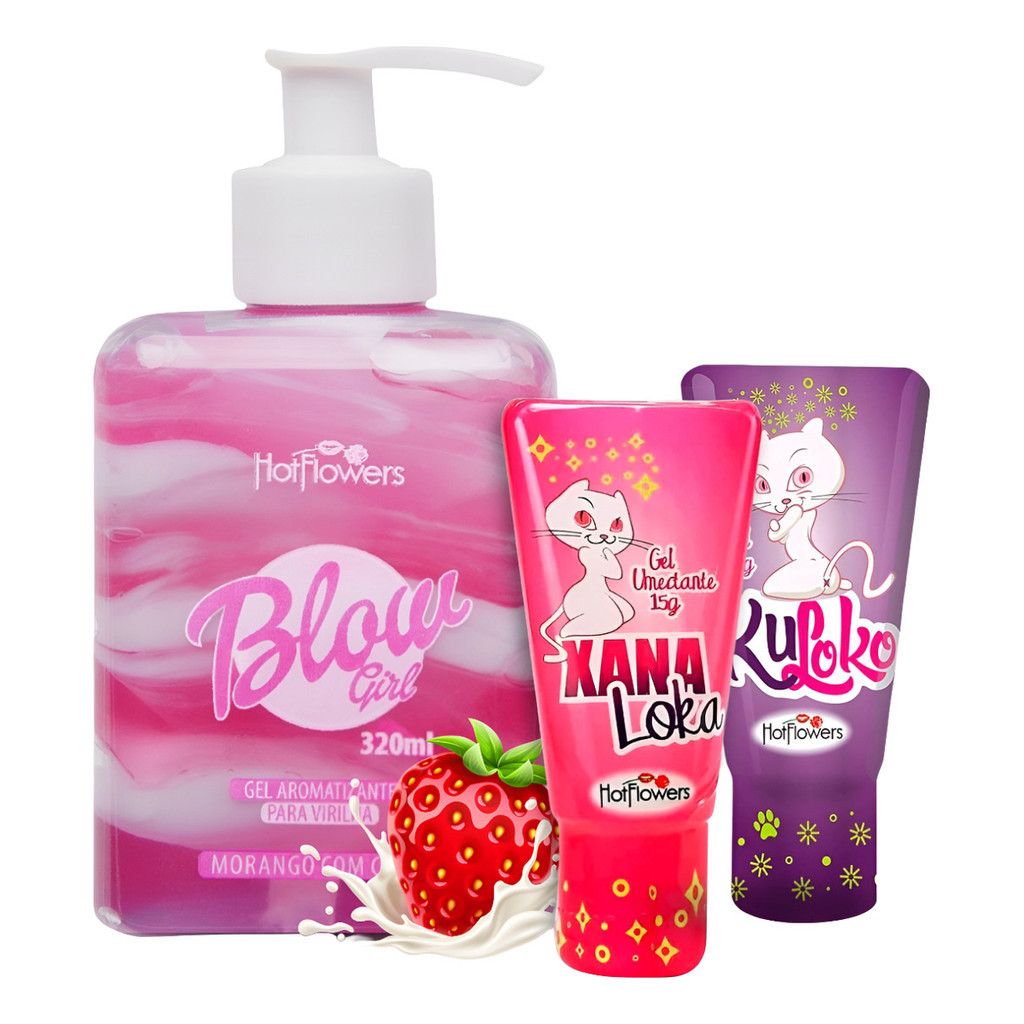 Kit Gel Blow Girl Xana Loka Kuloko Lubrificante Hot Flowers Shopee Brasil