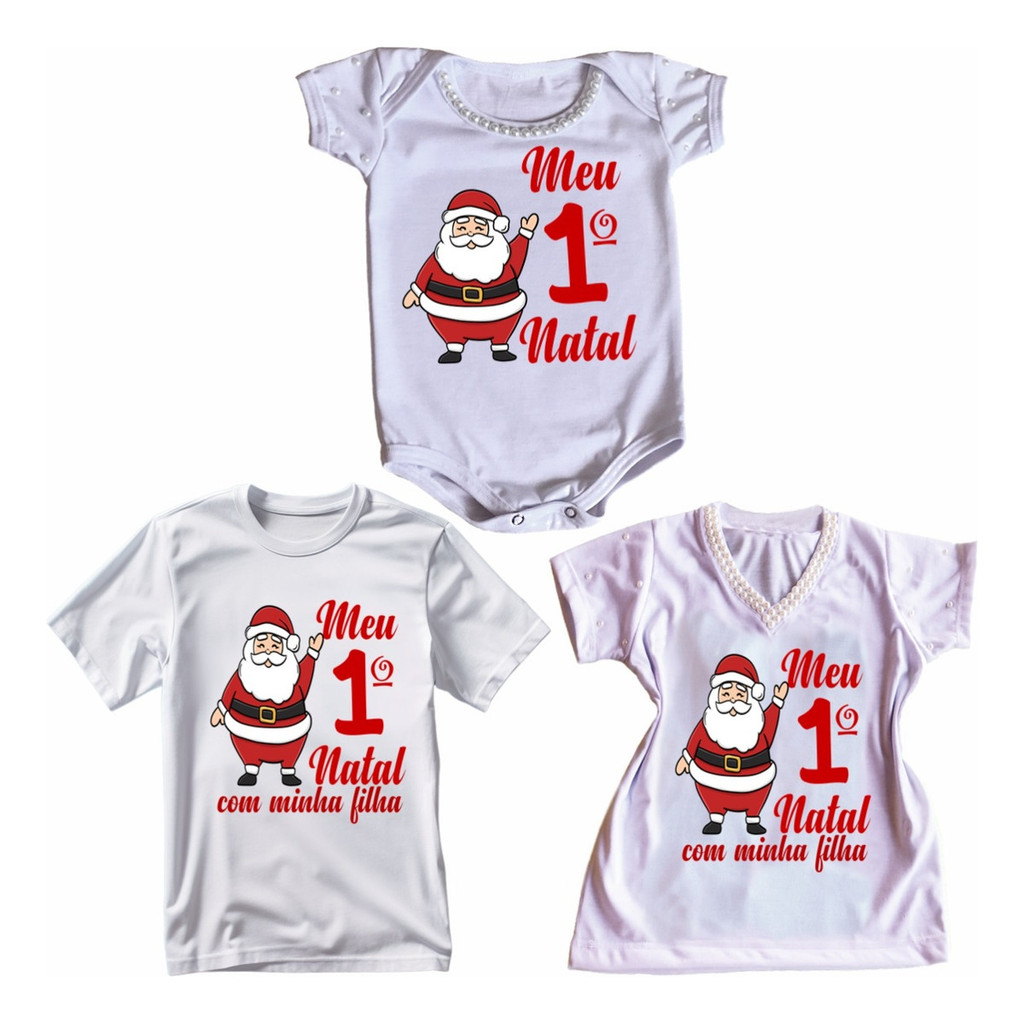 Body E Camisetas Fam Lia Meu Primeiro Natal Menina Md Shopee Brasil