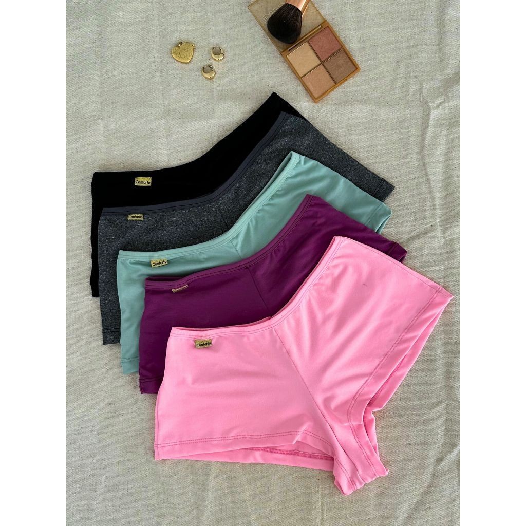 Kit Calcinha Shortinho Cueca Boxer Feminina Conforto Lingerie Moda