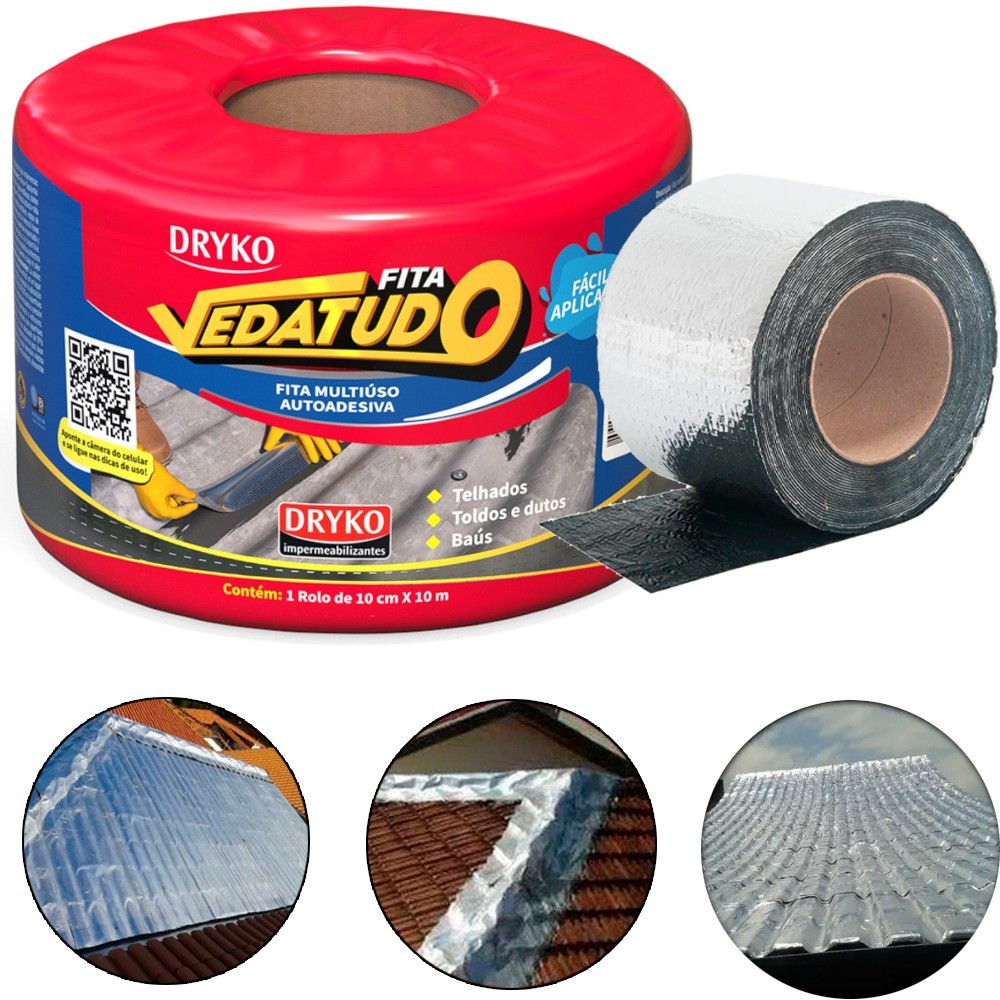 Fita manta asfáltica auto adesiva aluminizada multiuso 10 cm x 10 m