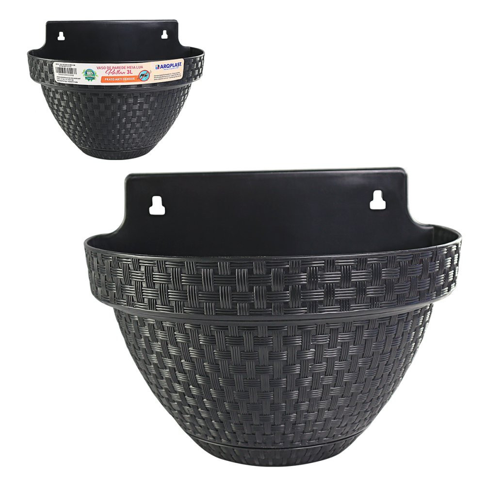 Vaso De Parede Meia Lua Rattan Litros Preto Shopee Brasil