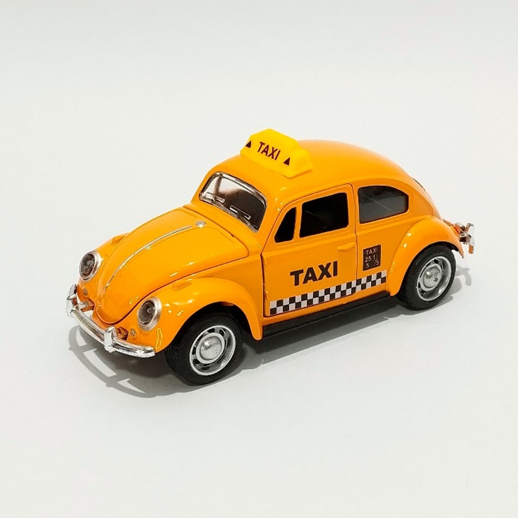 Carrinho Fusca Táxi Miniatura de Ferro a Fricção Fusquinha Amarelo