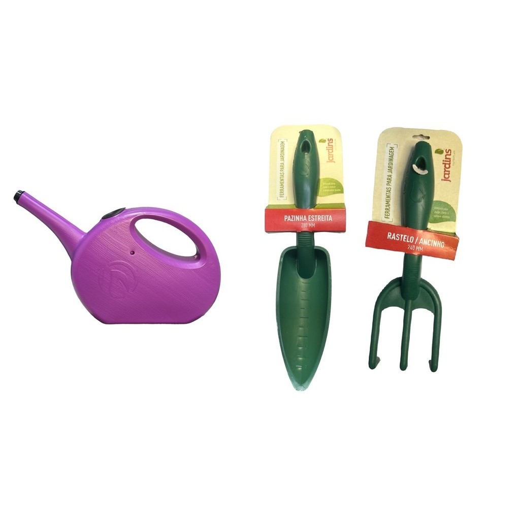 Kit Jardinagem Pazinha Estreita Rastelo E Regador Rosa Shopee Brasil