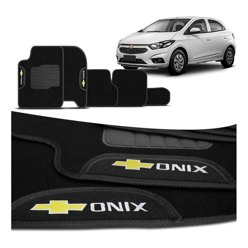 Jogo De Tapete Carpete Onix Preto 12 A 18 Logo Bordado Shopee Brasil