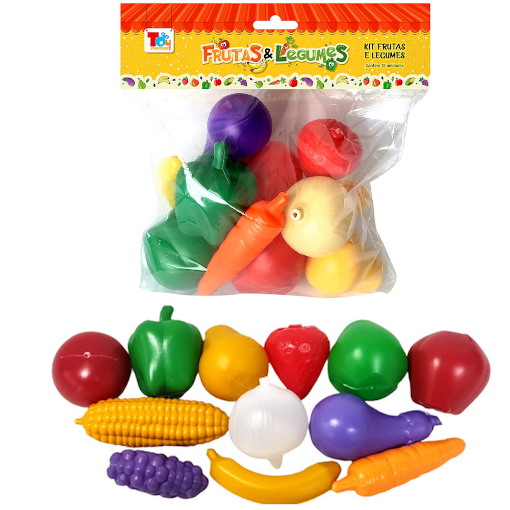 Combo de Verduras Legumes Frutas Infantil Brinquedo 12 Peças Comidinha