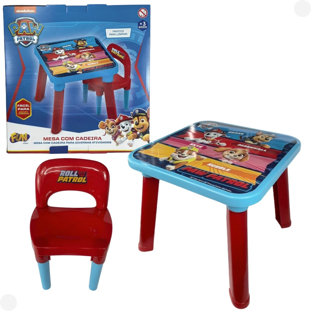 Mesa De Atividades Infantil Patrulha Canina Cadeira Vermelha F0164