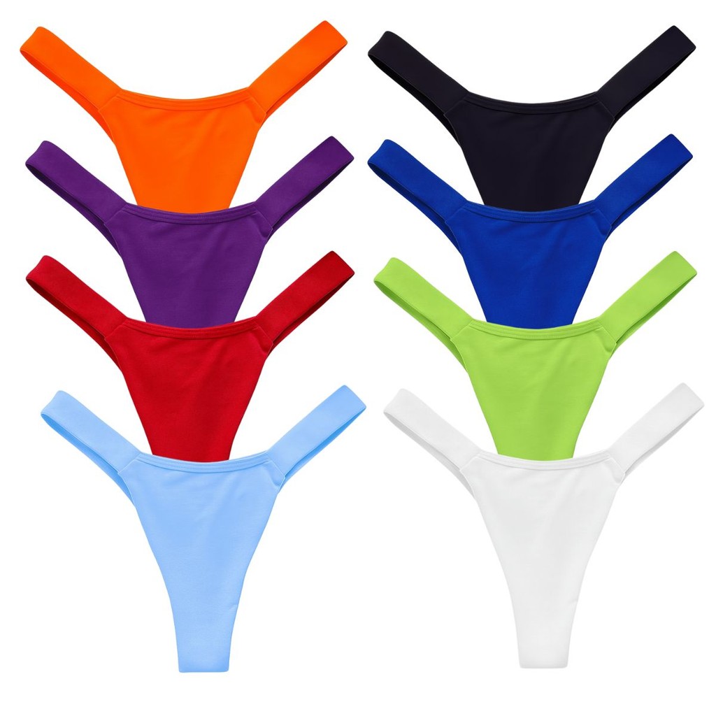 Kit 8 Lingerie Calcinha Fio Dental Duplo Em Poliamida Confortável