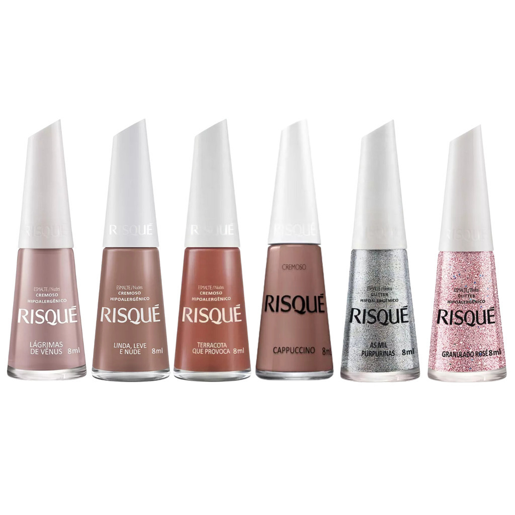 Kit Esmaltes Risqué Coleção Tons de Nude Brilho Shopee Brasil