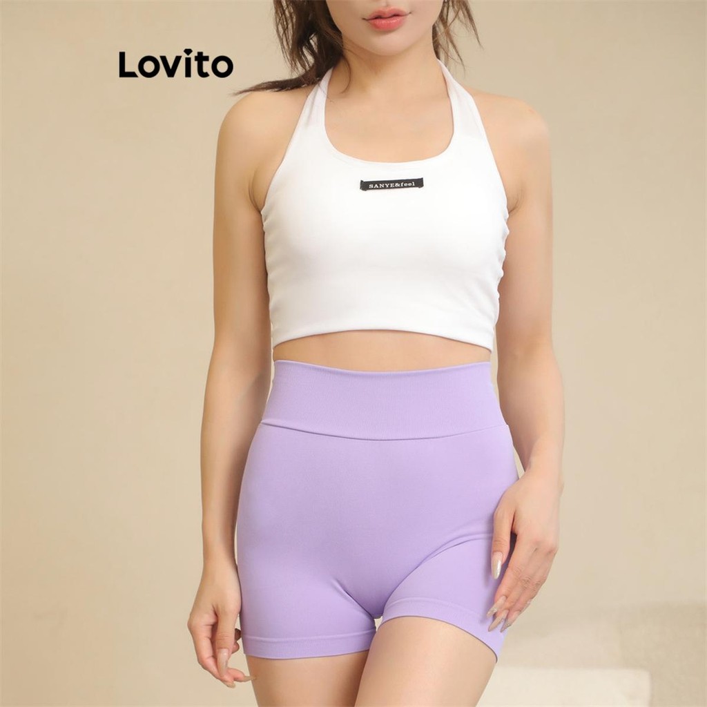 Lovito Short Casual Liso B Sico Esportivo Para Mulheres Lnm