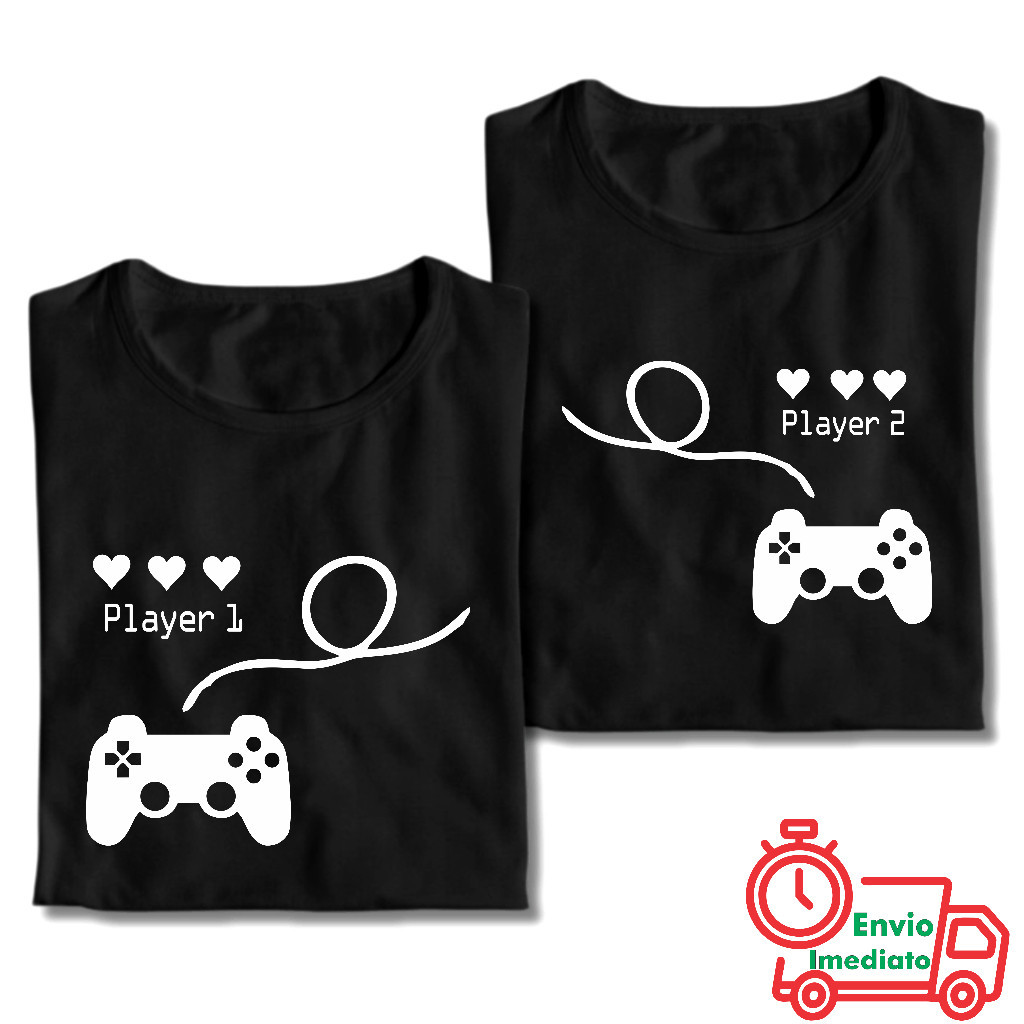 Kit 2 Camisetas Casal Namorados Player 100 Algodão Shopee Brasil