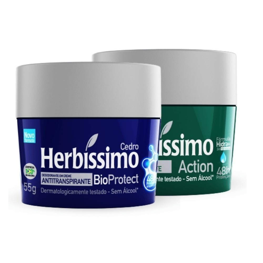 Kit Desodorante Creme Antitranspirante Herbissimo 55G Cedro E Action