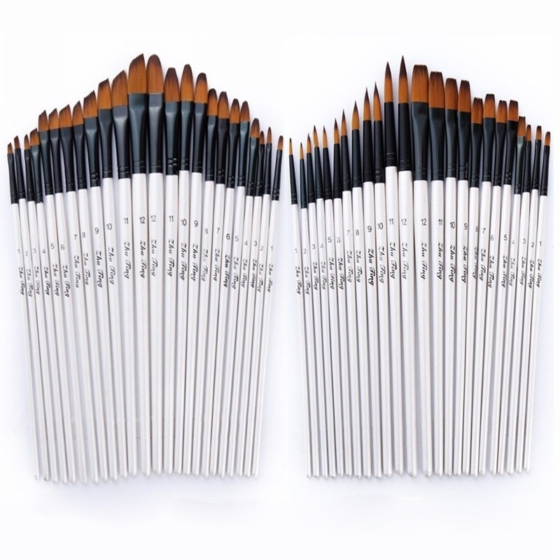 12pcs Set Artista Nylon Pincéis Para Pintura Em Aquarela Pincel De Óleo